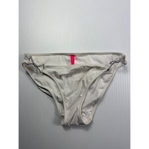 Victoria's Secret White Bikini Bottoms‎ Silver Trim Swimwear Medium